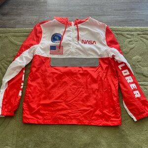 Orange NASA Colorful Light Windbreaker Zip Up Jacket